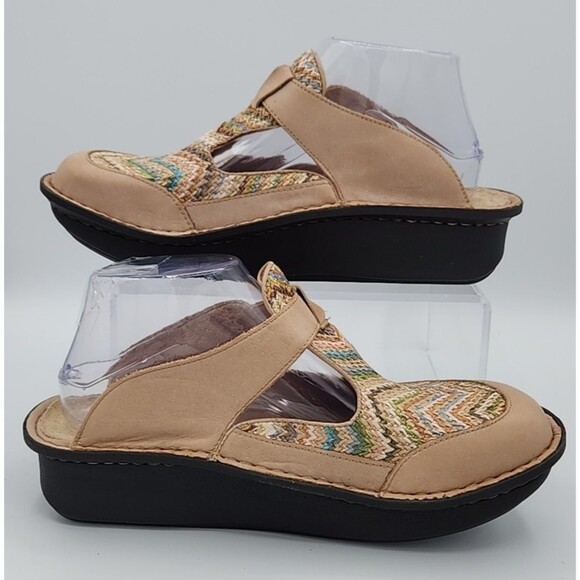 ALEGRIA Boho Pattern Leather Clog Mules Slip On Women's Size 38 US 8-8.5 ALG-819 - Picture 2 of 8